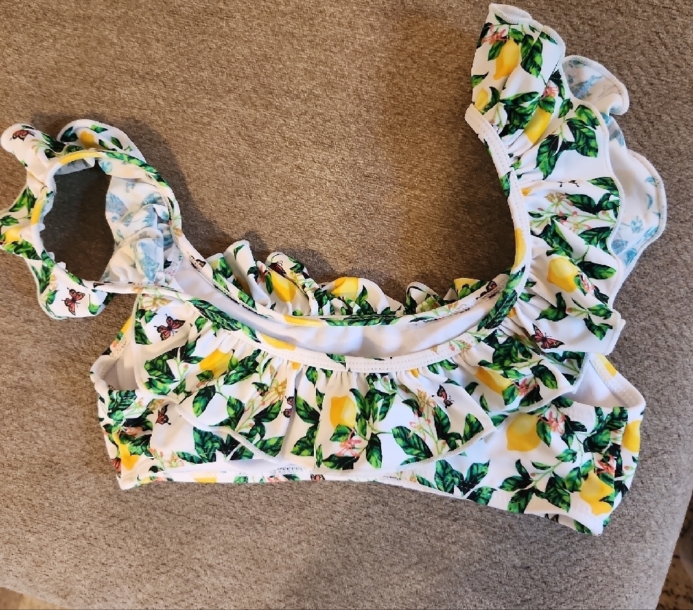 Lemon Print Ruffle Bikini Top - Picture 2 of 2